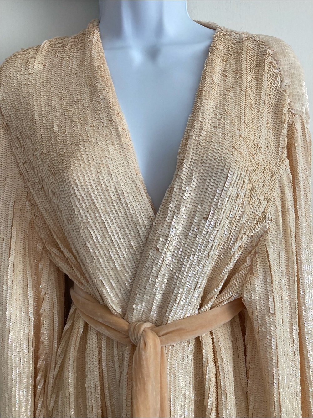 Retrofete Light Peach Gabrielle Wrap Style Robe Cardigan Mini Dress, Sz S - Picture 6 of 16